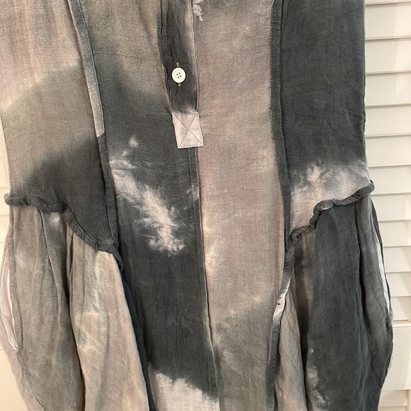 L!NK x OGI ANTUNAC Multicolor Gray Button Up Hooded Bubble Dress Pockets Unique - Picture 3 of 16